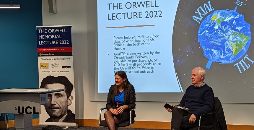 Lisa Nandy on the platform for the Orwell Memorial Lecture Dec 2022